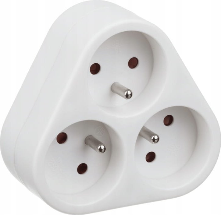 Legrand Rozgałęźnik 3gniazdowy z uziemieniem trójkątny 3x2P+Z Biały