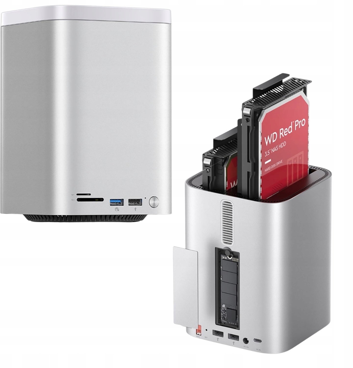 Stacja dokująca Orico MiniTower z kieszeniami na dyski twarde do 56TB - srebrna