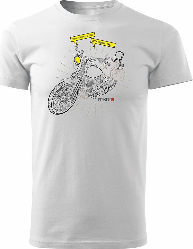 Topslang Koszulka motocyklowa z motocyklem Harley Chopper męska biała REGULAR L