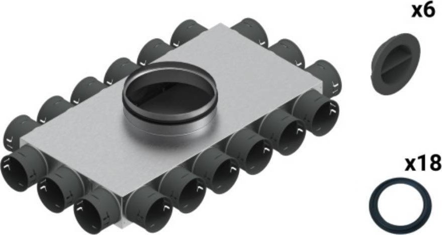 SpiroFlex Skrzynka rozdzielcza 18-12x75/160 izolowana VENT CLEAR W2 zestaw Spiroflex SX-WS18X75/160SRZ