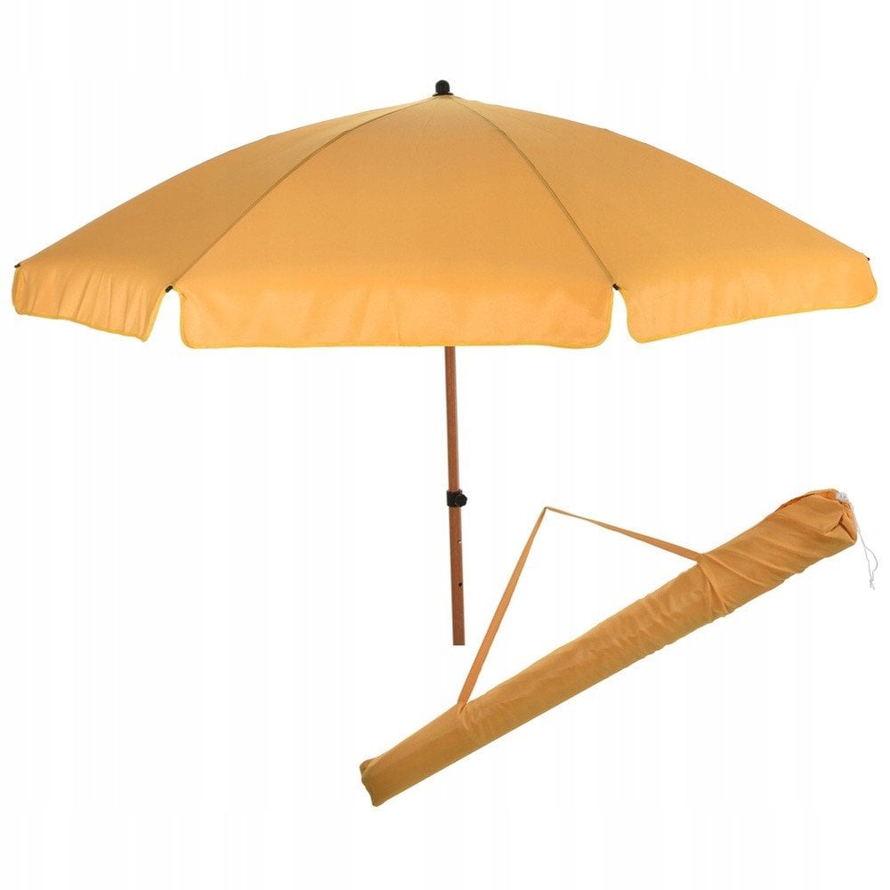 Parasol Plażowy Ogrodowy Stabilny Żółty Regulowany Składany AMBIANCE 200 cm