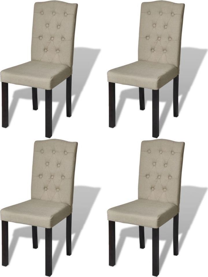 vidaXL Krzesła stołowe, 4 szt., beżowe, tkanina