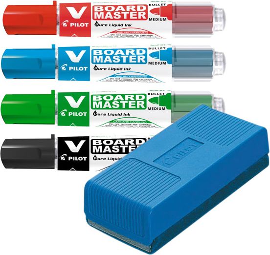 Pilot Zestaw markerów suchościeralnych 4szt. + gąbka (WP1652)