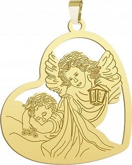 Radziszewska Jewellery Złoty Medalik z Aniołem Stróżem 925 Prezent na Święta GRAWER GRATIS