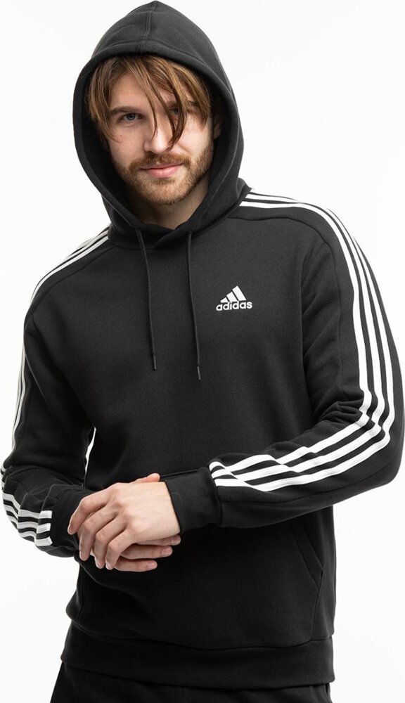 Adidas Bluza męska adidas Essentials Fleece 3-Stripes Hoodie czarna IB4028 M