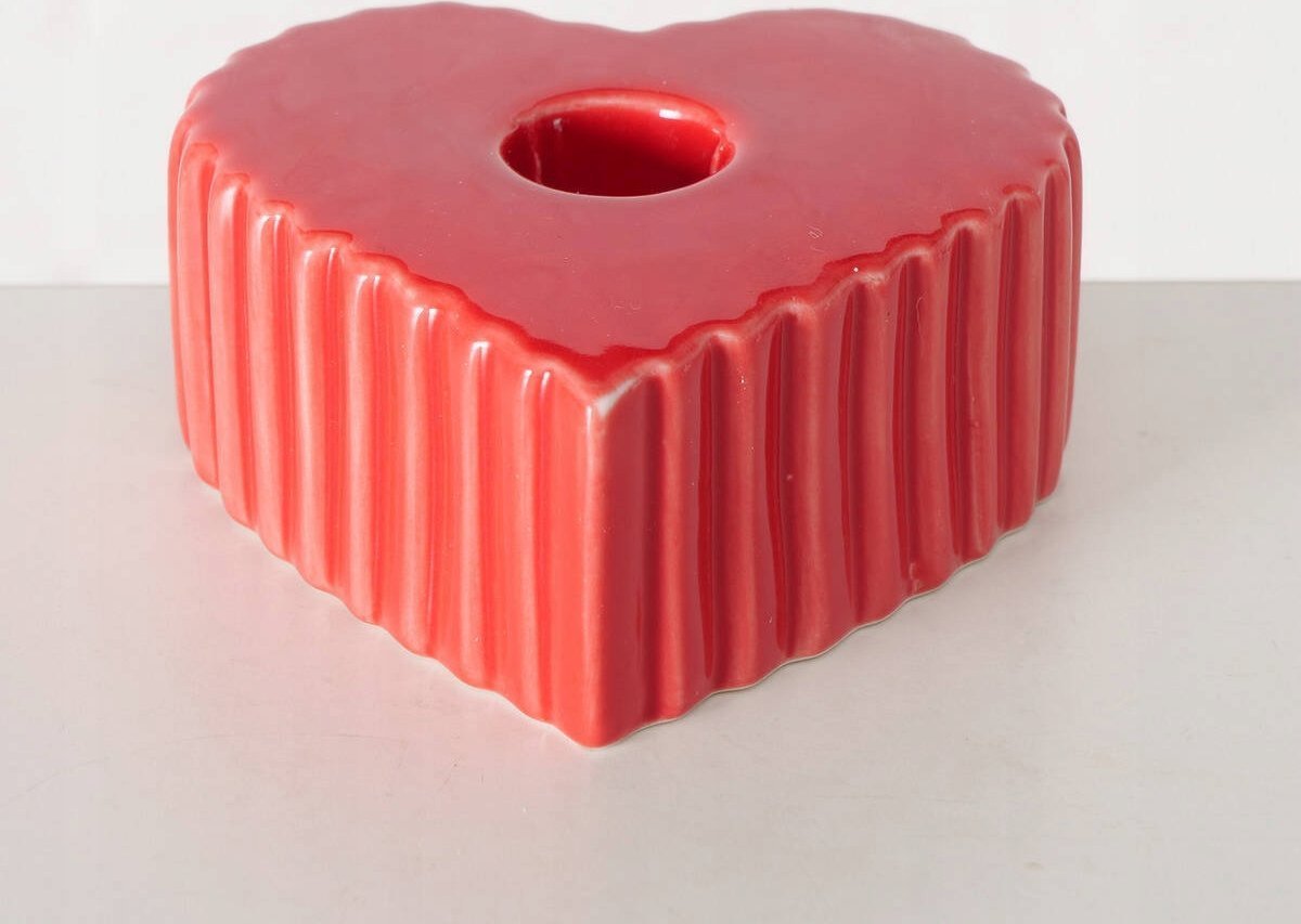 Boltze Świecznik ceramiczny na długą świecę w kształcie serca ANIMA, 4 x 9 cm