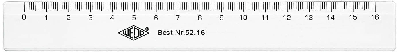 WEDO Lineal 16 cm, Tuschkante, geprägte Zentimeter Kunststof