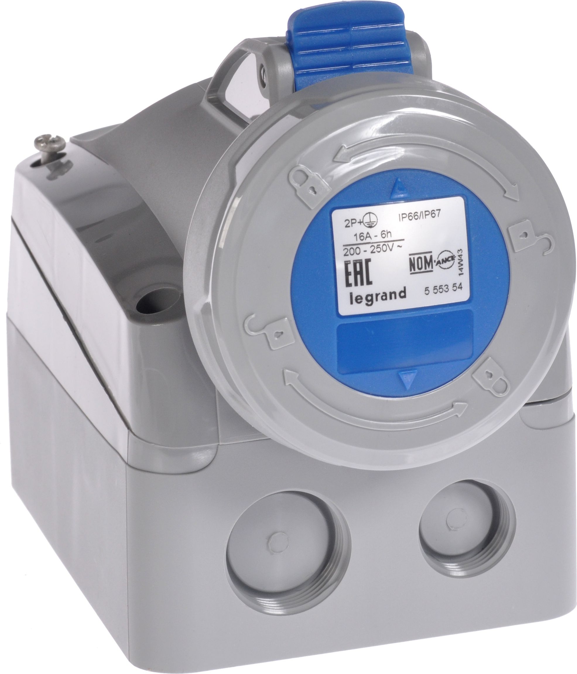 Legrand Gniazdo stałe 16A 3P 230V niebieskie IP67 P17 TEMPRA PRO (555354)