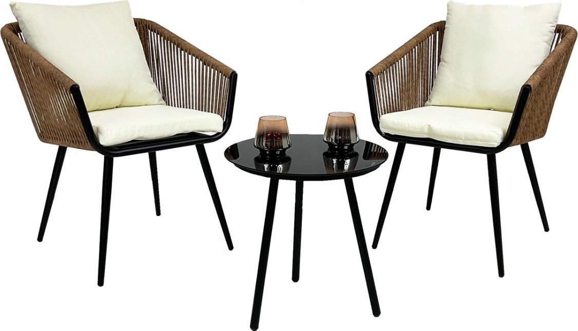 kontrast Zestaw mebli ogrodowych 3 części taras balkon MARSYLIA 2os brązowy