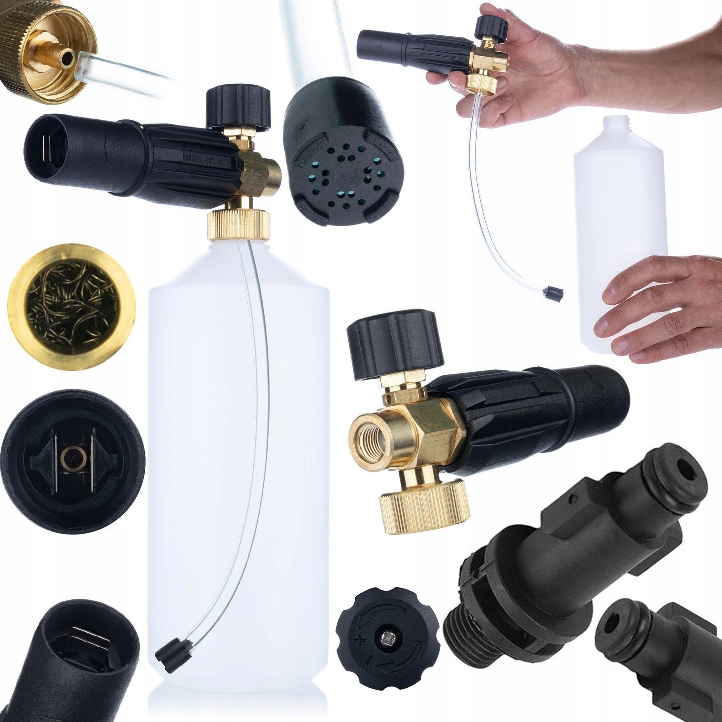 Rosfix Rosfix Pianownica S0401 1000ml do myjki ciśnieniowej G1/4F, dysza 1,23mm + Adapter / przejściówka do myjki ciśnieniowej Bosch - stary typ na G1