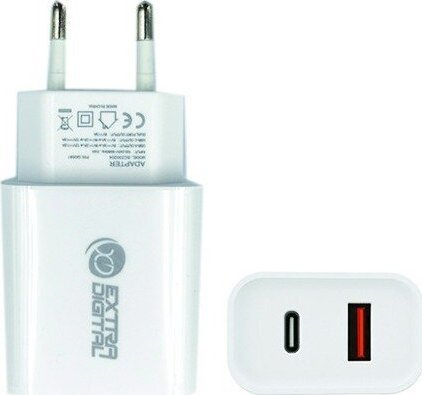 Zasilacz do laptopa Extra Digital Kroviklis EXTRA DIGITAL USB 3.0+ Type C: 220V, 20W, QC3.0+ PD