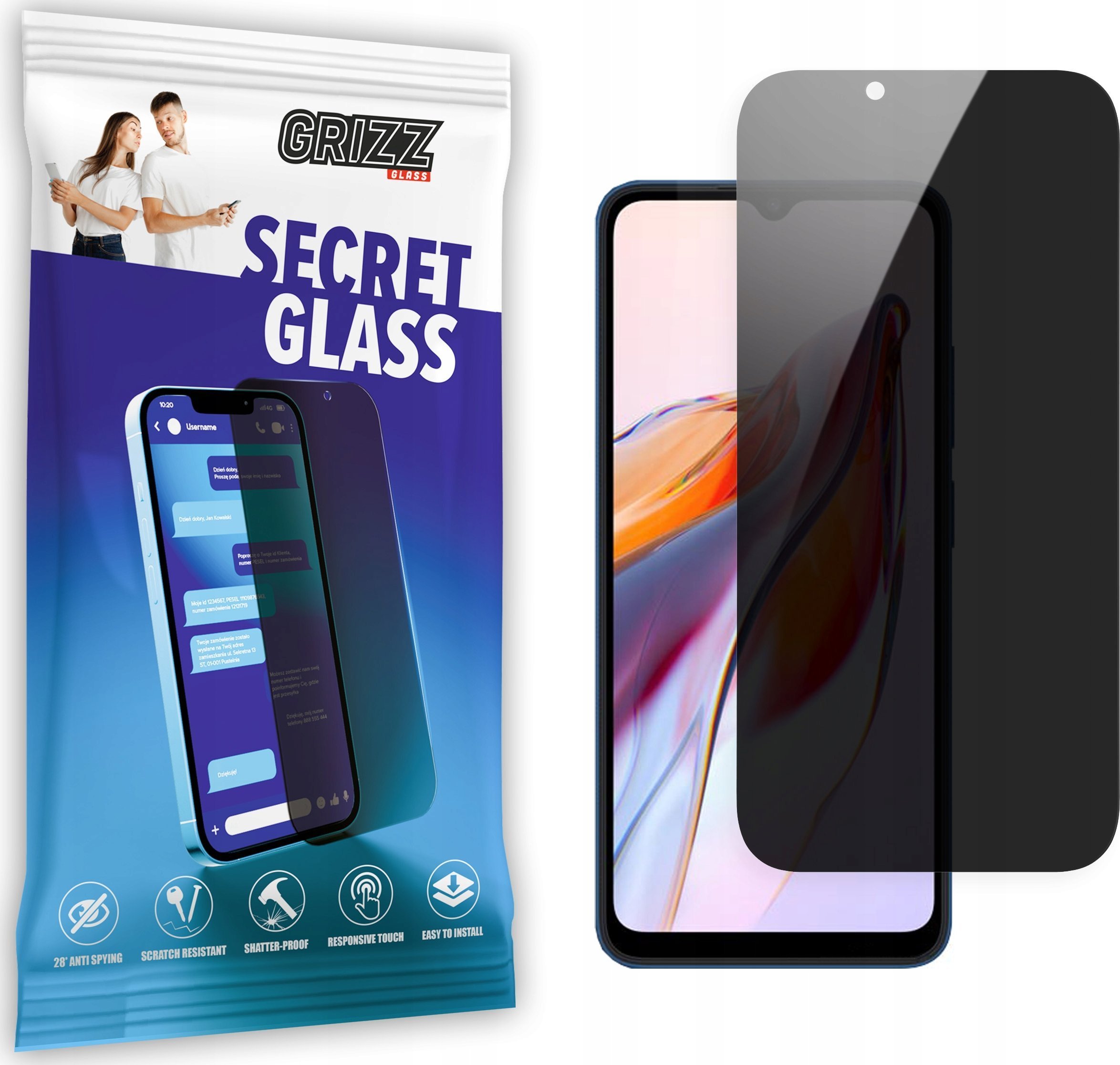GrizzGlass Szkło prywatyzujące GrizzGlass SecretGlass Xiaomi Redmi 12C