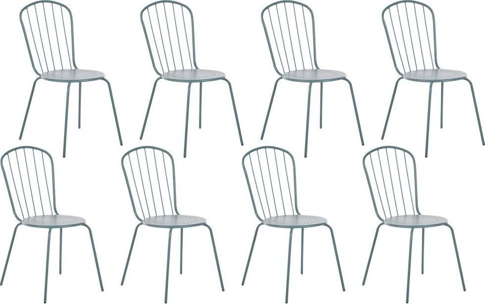 Beliani Zestaw 8 krzeseł ogrodowych metalowy jasnoniebieski CALVI!