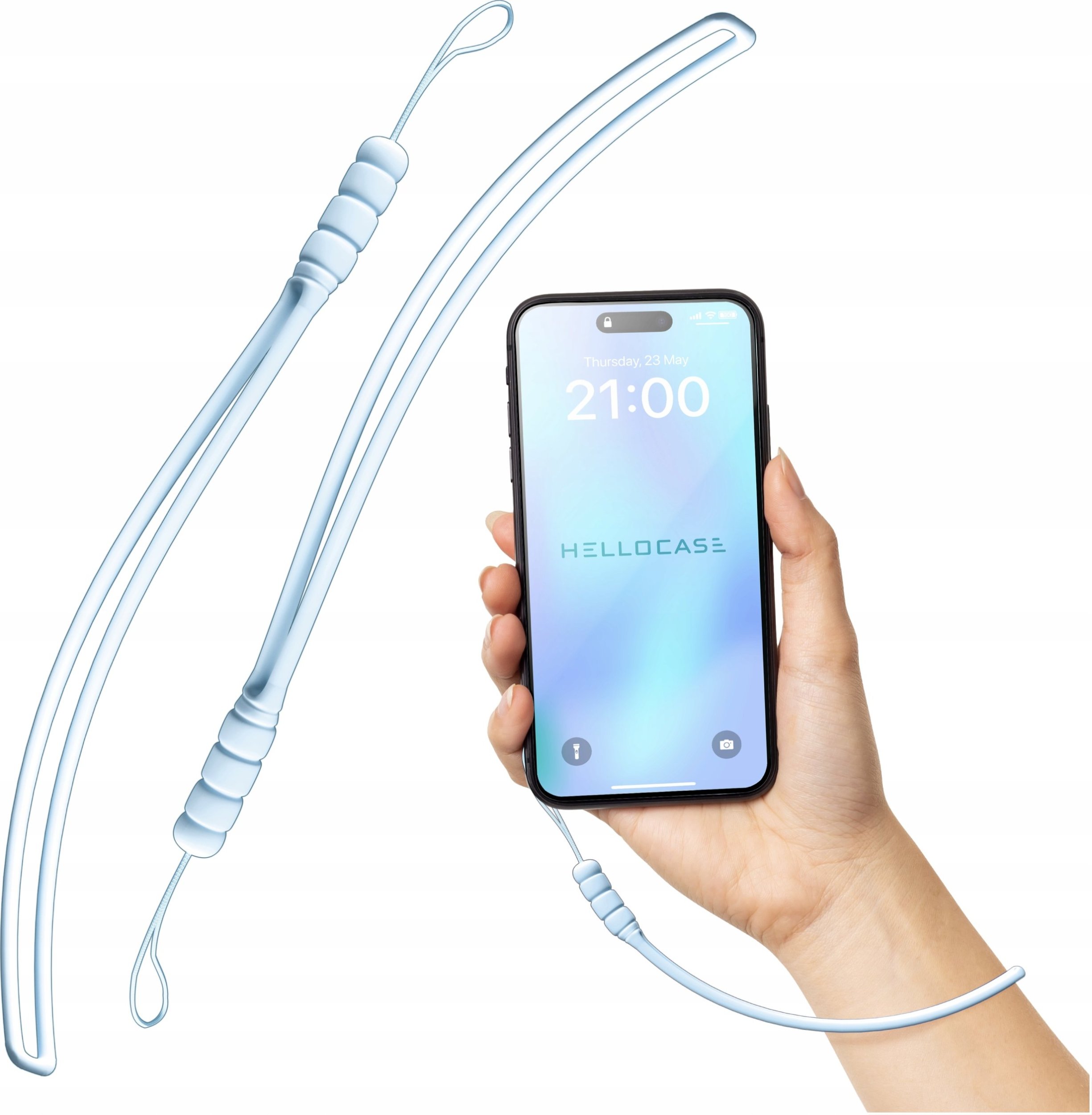 Hello Case Smycz Zawieszka do Telefonu na Nadgarstek Rękę Silikonowa Jasnoniebieska