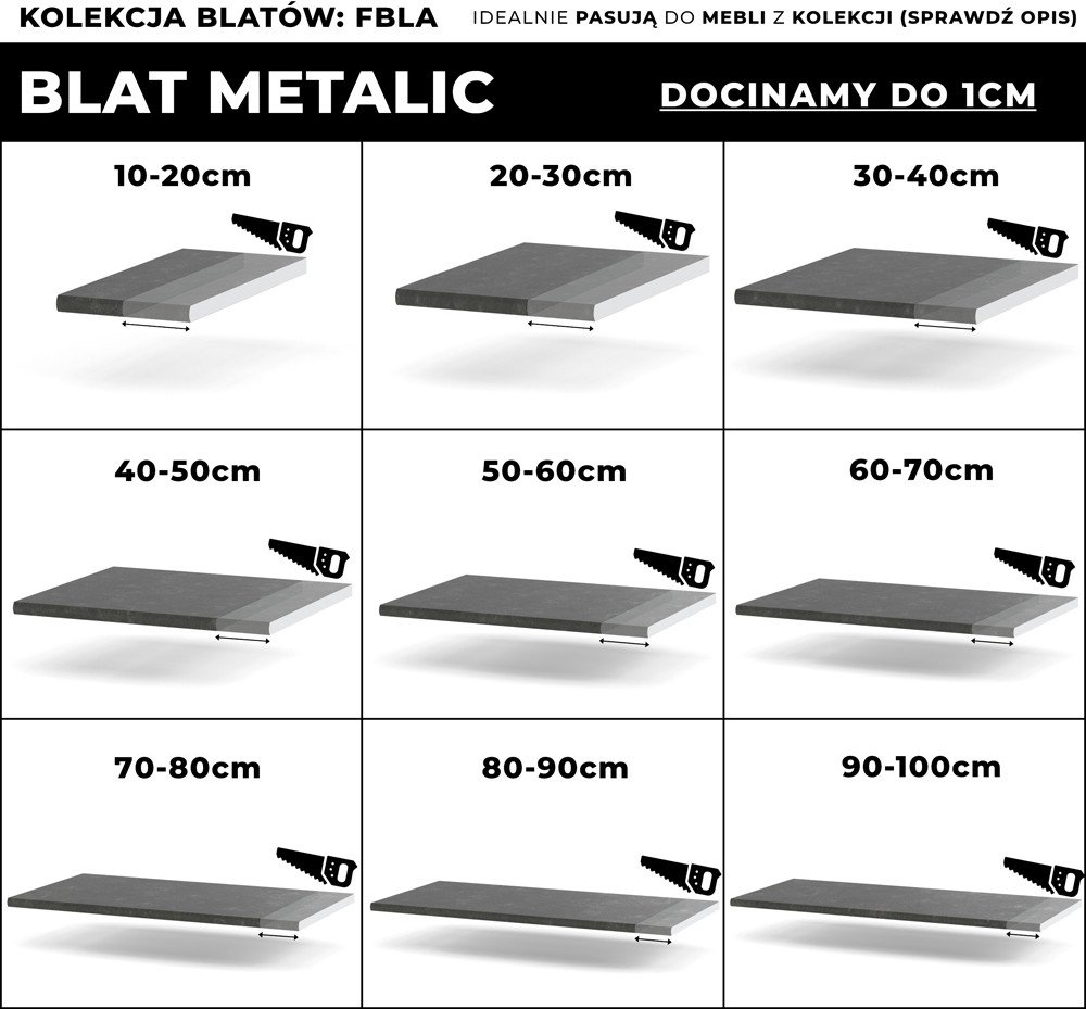 Blat Kuchenny Laminowany Blande Trwały Metalic Ciemny 40-49cm Na Wymiar