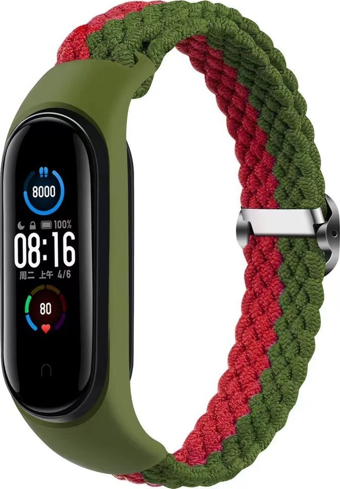 OEM Opaska pleciona Smart Band M3/M4/M5/M6 GREEN-RED / ZIELONO-CZERWONY