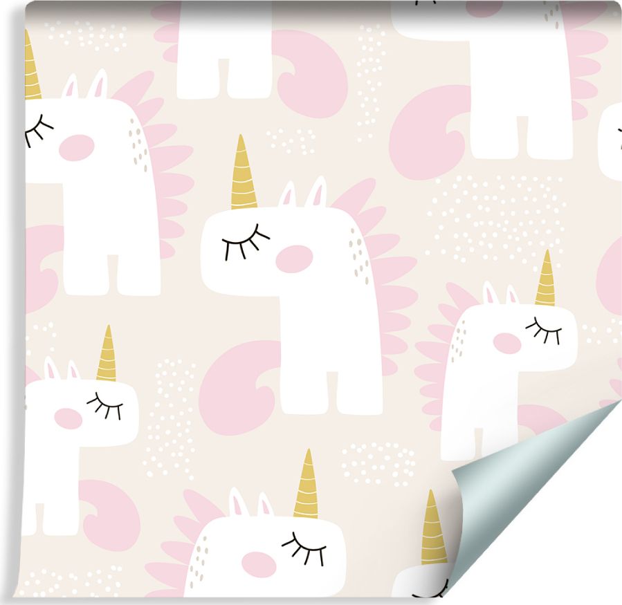 Muralo Tapeta Dla Dzieci - Śpiące Jednorożce - Styl Skandynawski