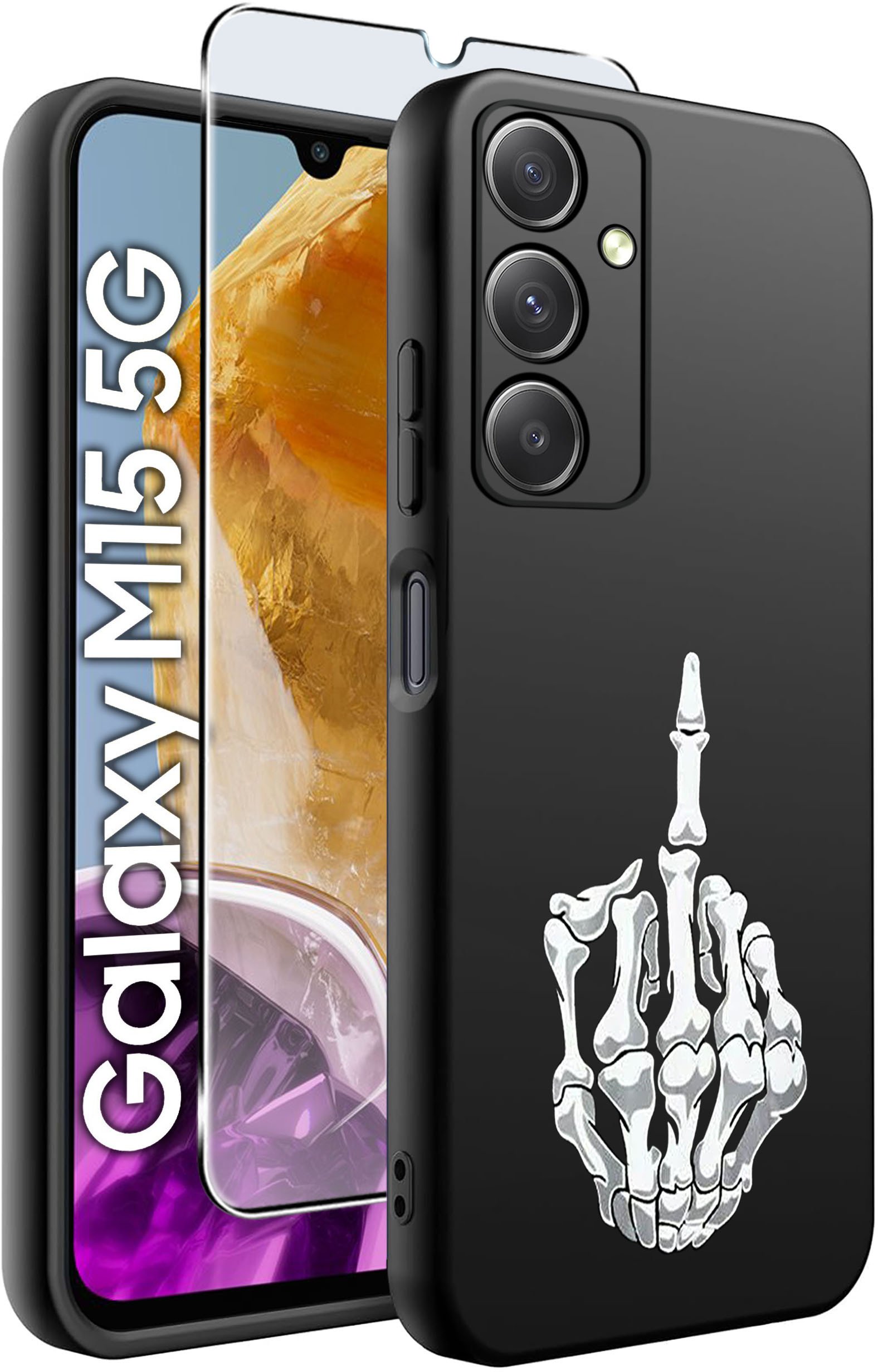 ETUI do Samsung M15 5G WZORY | SILIKONOWE MATT CASE + SZKŁO HARTOWANE 9H