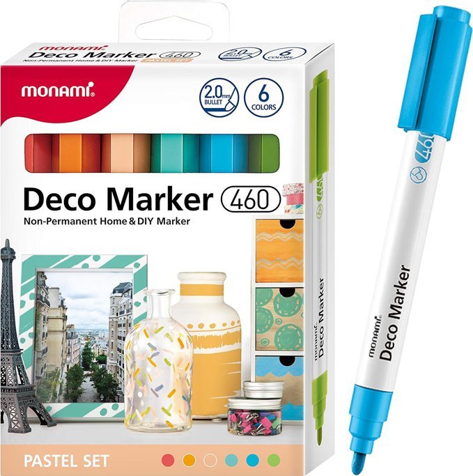 Monami Markery Akrylowe Dekoracyjne Deco Marker B 460 6 Kolorów Pastelowe