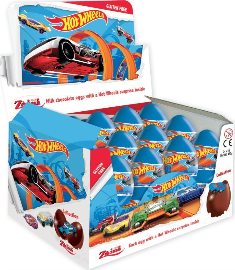 Luigi Zaini CZEKOLADOWE JAJKO NIESPODZIANKA 20G HOT WHEELS KARTON 24 SZTUKI