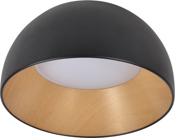 Lampa sufitowa Candellux Liguria Lampa Sufitowa Plafon Czarno Drewniany 18W Led 35 Cm Klosz Biały