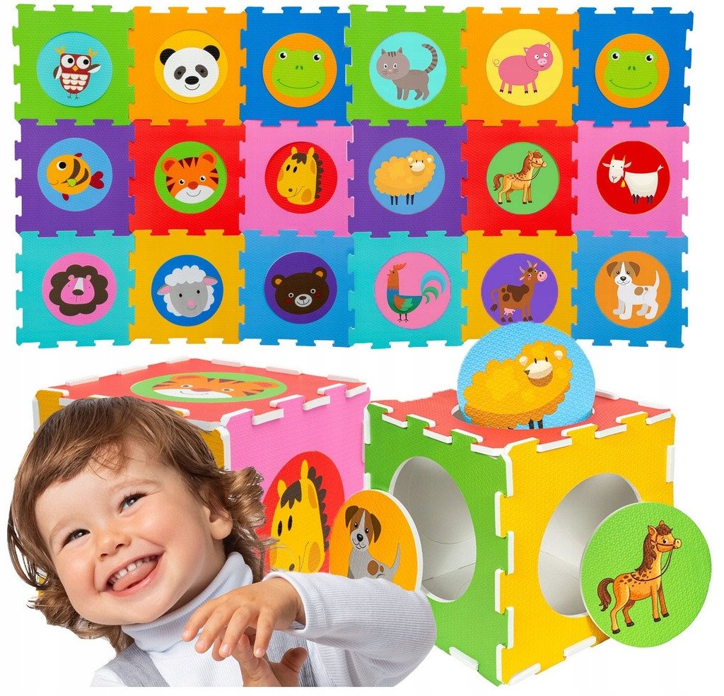 Mata piankowa puzzle piankowe podłogowe edukacyjne zwierzęta 36 el 180x90cm