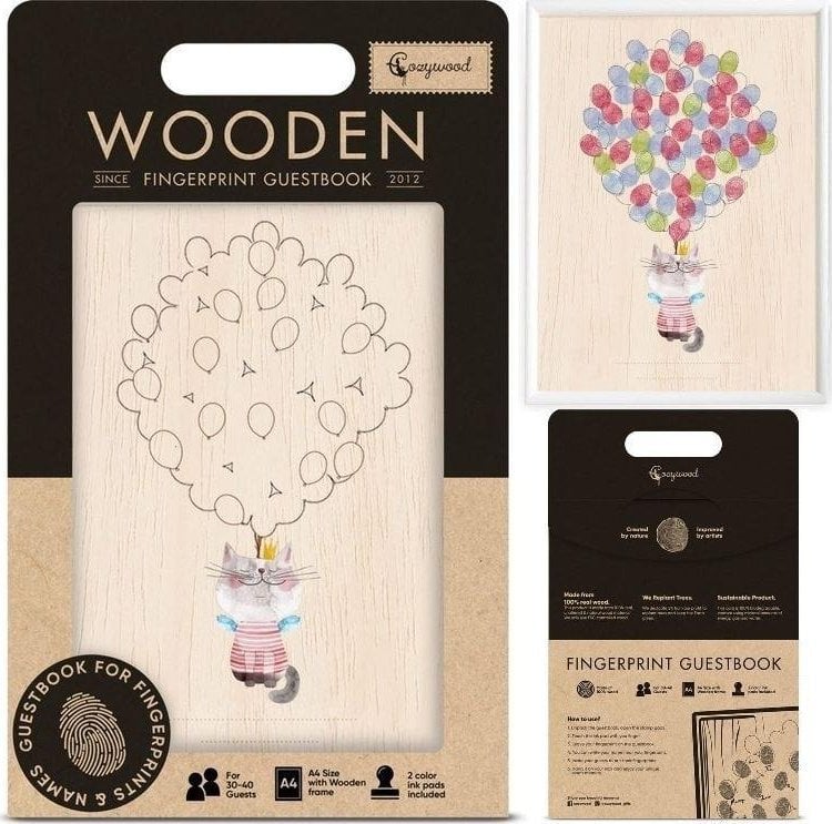 Cozywood Księga gości na odciski palców Kot