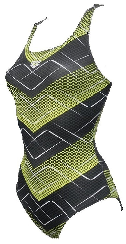 Arena STROJE PŁYWACKIE WOMEN'S ROSKILDE SWIM PRO BACK ONE PIECE BLACK SOFT GREEN 2A339/56 D36