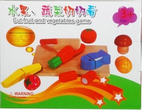 Zestaw drewniane owoce i warzywa do krojenia