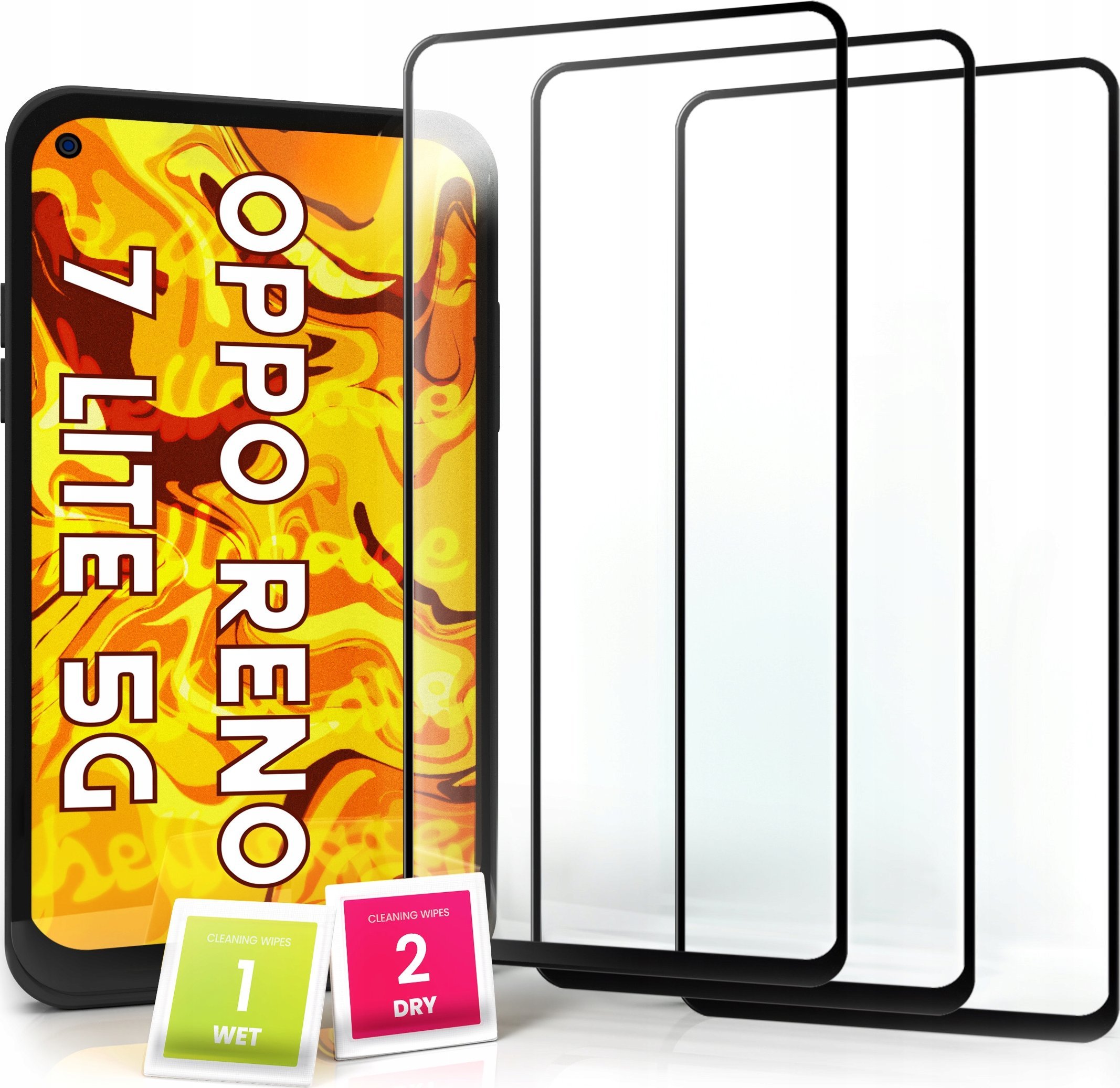 Hello Case 3-pak SZKŁO HARTOWANE DO Oppo Reno 7 Lite 5G na cały ekran 9H ochronne 5D