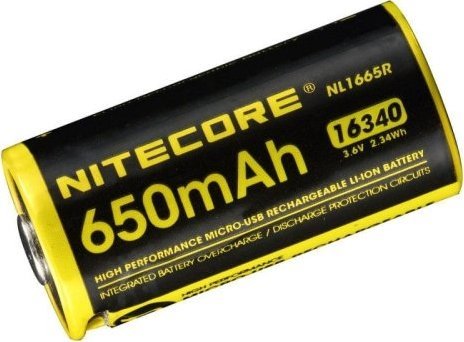 Nitecore 16340 - 650mAh 3,6V - 3,7V NL1665R Li-ion z micro USB