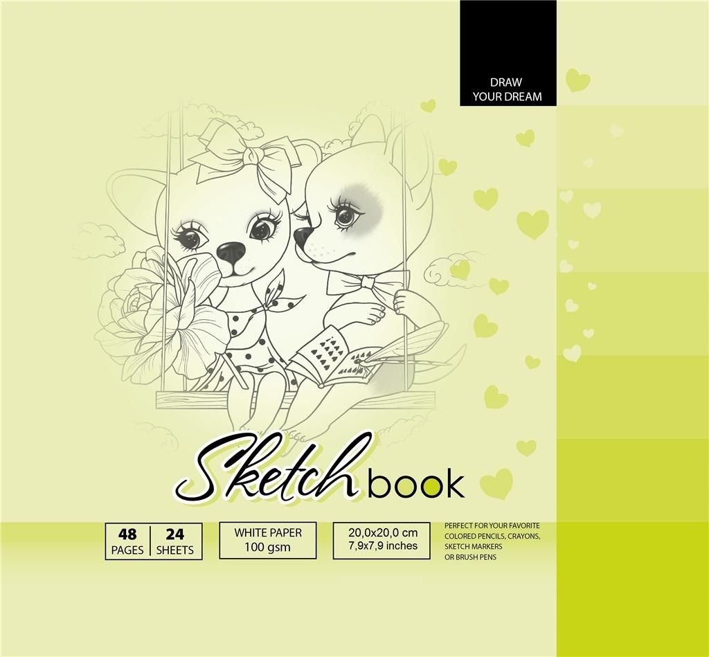 Fresh Szkicownik 20x20cm 48k zielony