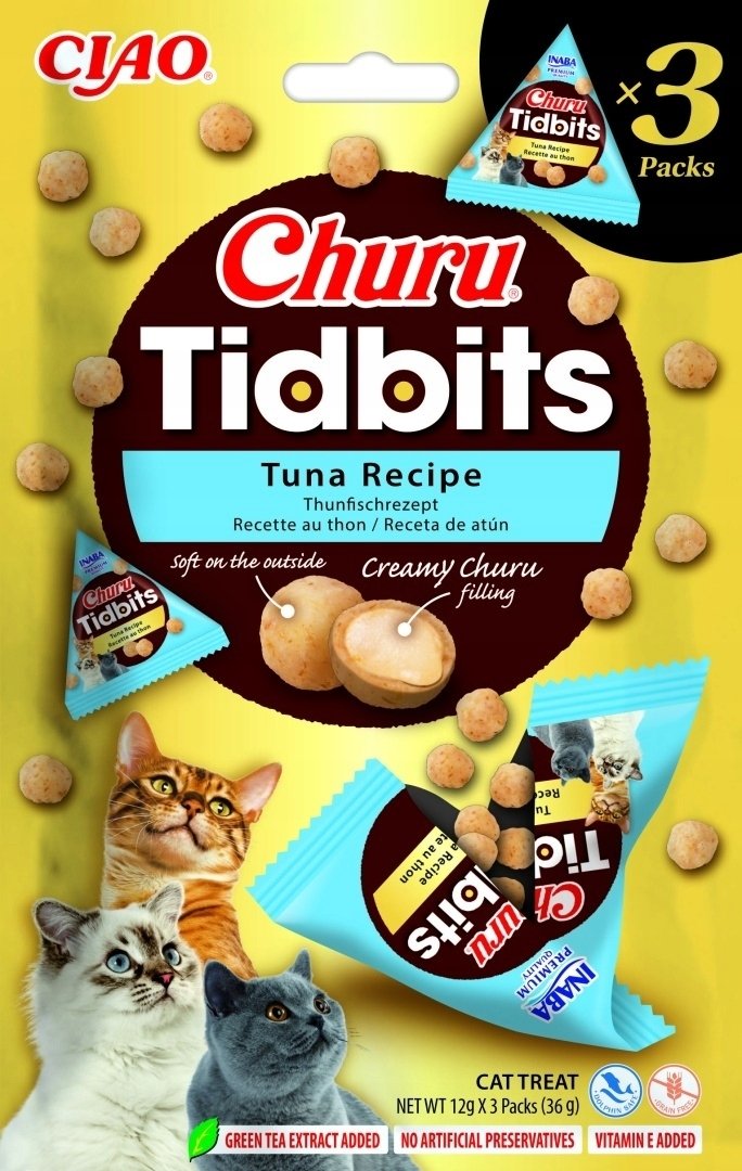 INABA CAT CHURU TIDBITS 3P TUNA RECIPE 3x12g