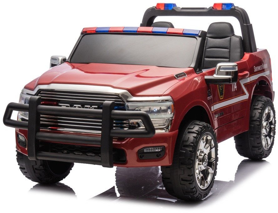 RAM 3500 Straż Pożarna czerwony pojazd na akumulator 24V, 2x200W, pilot, LED, MP3 EDUKAMP