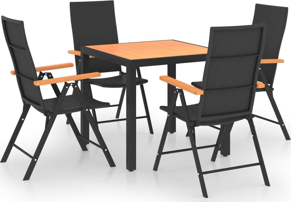 vidaXL 5-częściowy zestaw mebli ogrodowych czarno-brązowy