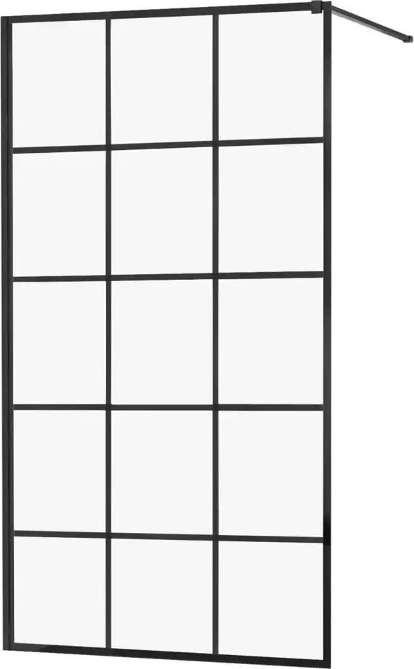 Mexen Mexen Kioto ścianka prysznicowa 100 x 200 cm, transparent/czarny wzór 8 mm, czarny - 800-100-101-70-77
