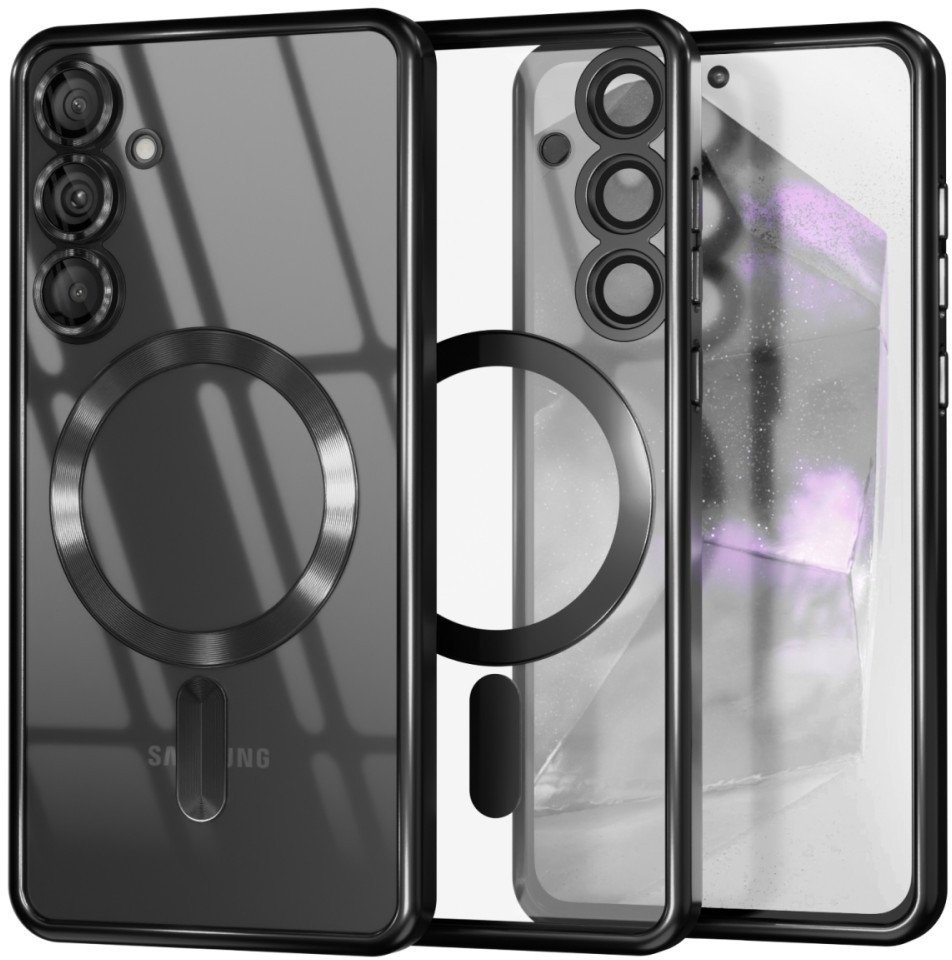 Etui Supero do Galaxy S25 5G Magsafe, przezroczysto-czarne