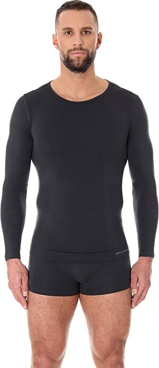 Brubeck Koszulka męska z długim rękawem Comfort Wool grafitowa r. XXL (LS11600)
