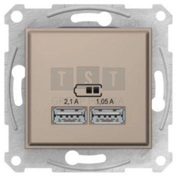 SDN2710268 Sedna Gniazdo ładowarki USB 2.1A satyna SDN2710268