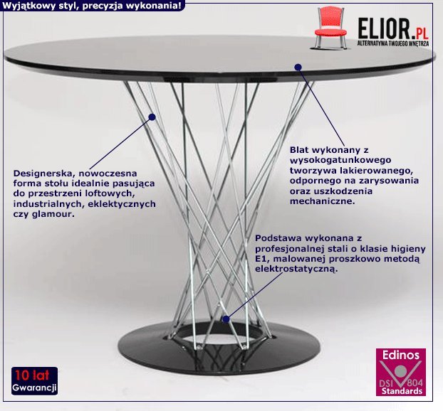 Elior Okrągły stół designerski Arrao - czarny