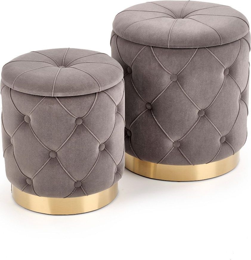 Halmar Zestaw puf POLLY VELVET szary