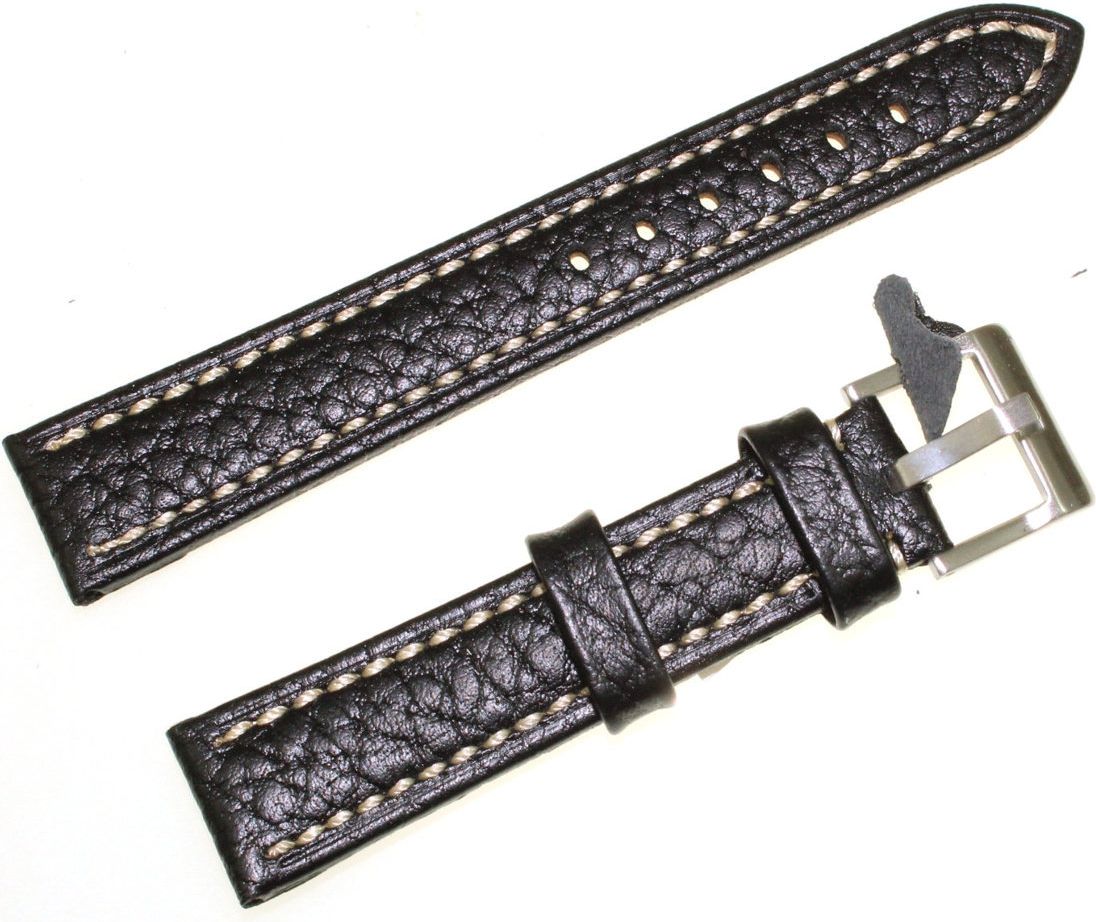 Diloy Pasek do zegarka skórzany czarny 18 mm (376.18.1)