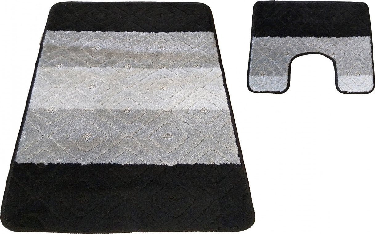 Profeos Czarne wzorzyste dywaniki łazienkowe - Herion 4X