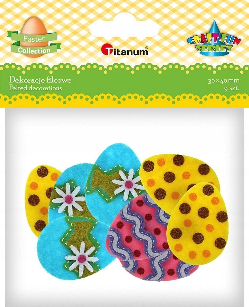 Titanum Dekoracje filcowe 3D pisanki 30x40mm 9szt