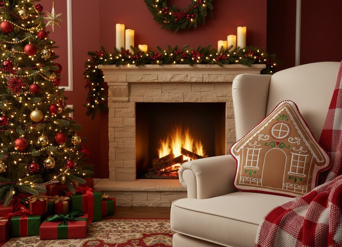 Poduszka świąteczna Domek 37x43 cm