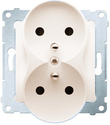 Kontakt-Simon Gniazdo SIMON54 podwójne z/u 16A IP20 z przesłoną kremowe - DGZ2MZ.01/41