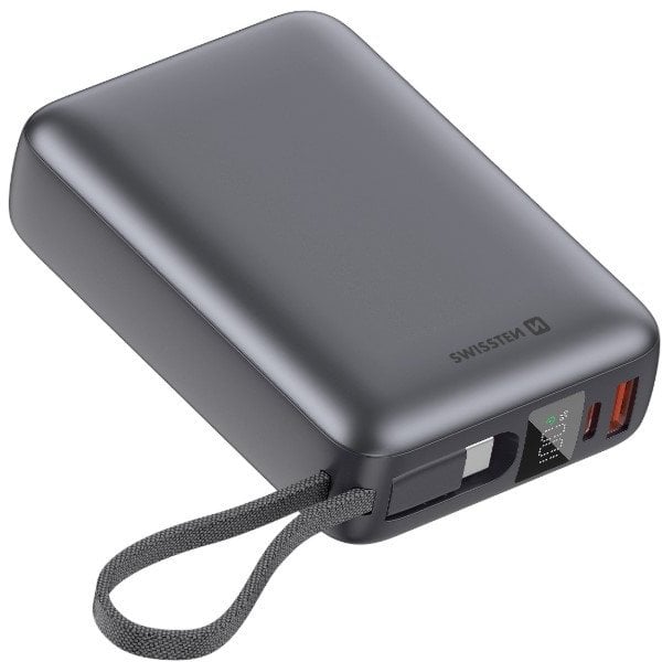 Swissten Power Bank 20000 mAh 45W with Built-In USB-C Cable