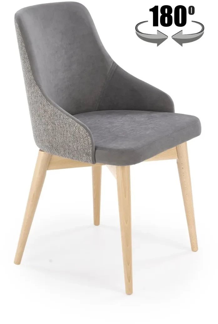 Krzesło tapicerowane MALAGA szare obracane HALMAR