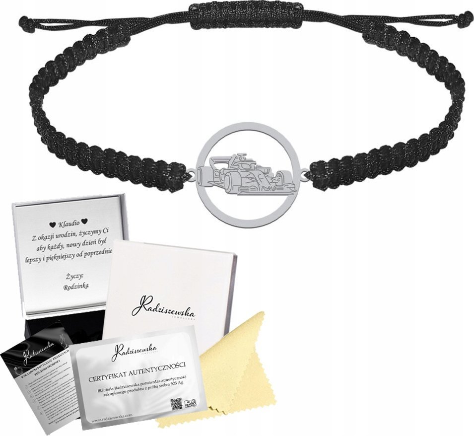 Radziszewska Jewellery Bransoleta Męska Bolid Formuła 1 Ferrari Srebro 925 Prezent GRAWER GRATIS