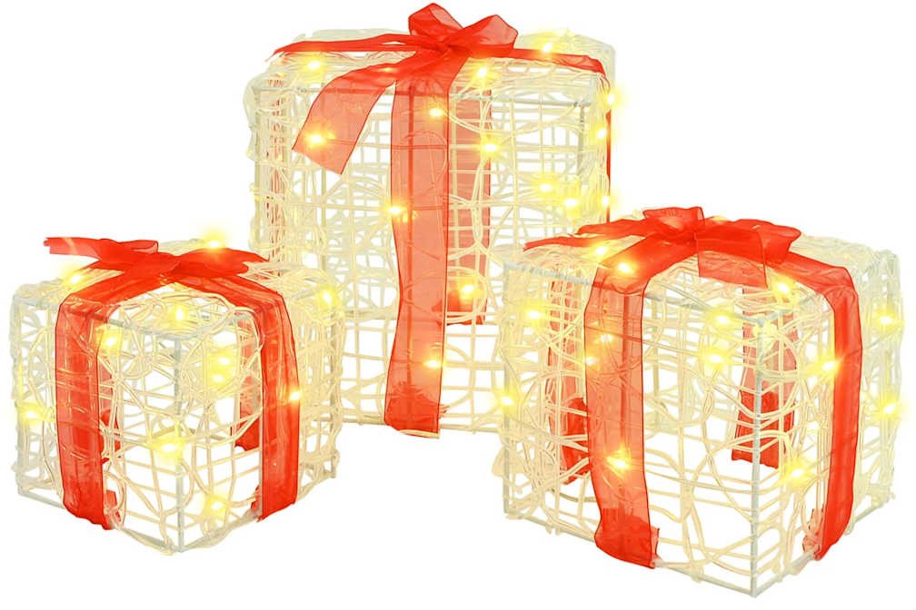 vidaXL Pudełko Prezentowe 3 pcs Ciepła biel 20 x 20 x 20 cm Akryl